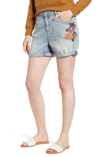 Women's Scotch & Soda Embroidered Boyfriend Denim Shorts - Blue