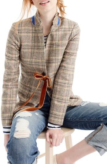 Women's J.crew Plaid Regent Blazer With Velvet Tie - Green