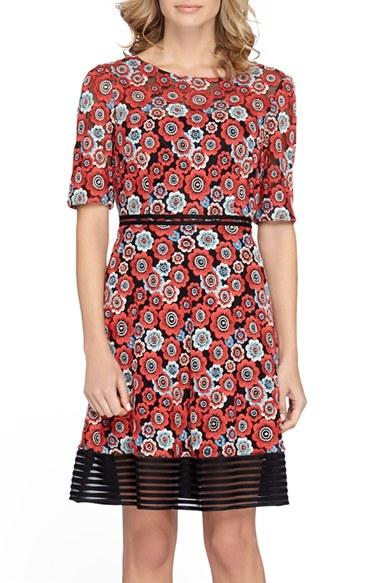 Women's Tahari Embroidered Fit & Flare Dress