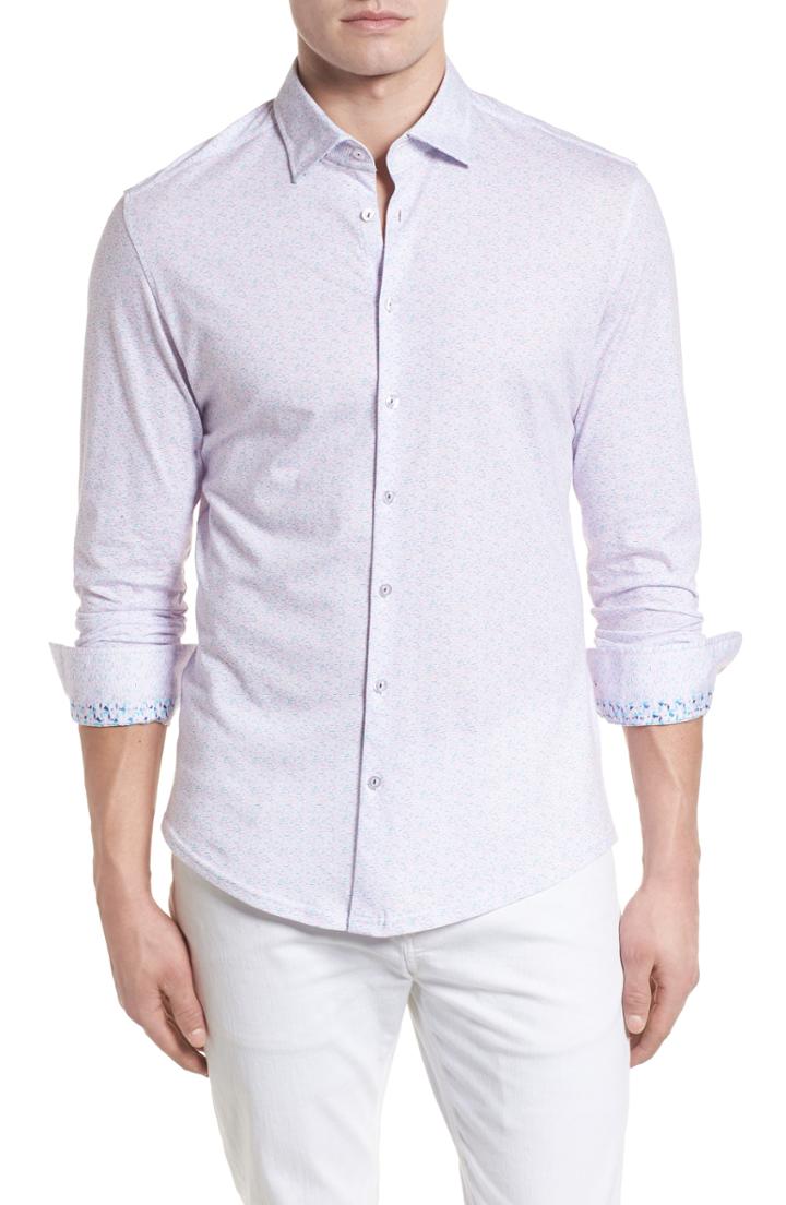 Men's Stone Rose Contemporary Fit Print Sport Shirt (m) - Purple