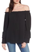 Women's Bobeau Tiered Bell Sleeve Off The Shoulder Top - Black