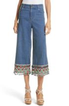 Women's Alice + Olivia Beta Embellished Wide Leg Crop Jeans - Blue