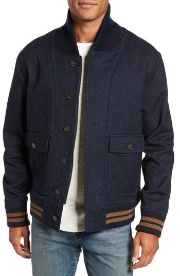 Men's Nifty Genius Roll Collar Varsity Jacket, Size - Blue