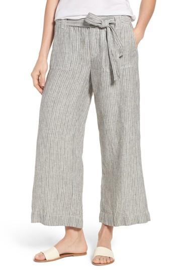 Women's Caslon Wide Leg Crop Linen Pants - Ivory