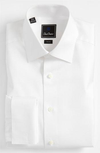 Men's David Donahue Trim Fit Solid French Cuff Tuxedo Shirt