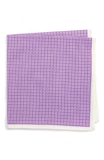 Men's Calibrate Geometric Cotton & Silk Pocket Square, Size - Purple