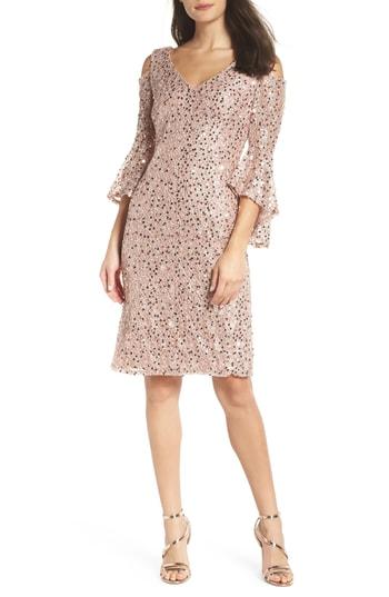 Women's Morgan & Co. Sequin Lace Cocktail Sheath - Pink
