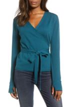 Women's Caslon Off-duty Ballet Tie Front Sweater - Blue/green