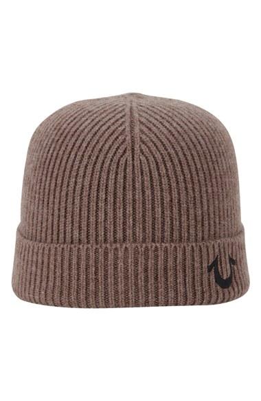 Men's True Religion Brand Jeans Rib Knit Cap - Beige