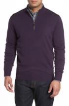 Men's Peter Millar Merino Wool & Silk Quarter Zip Pullover, Size - Purple