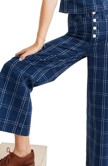 Women's Madewell Emmett Wide Leg Crop Pants - Blue