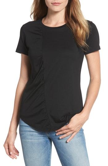 Women's Caslon Gathered Front Crew Tee - Black