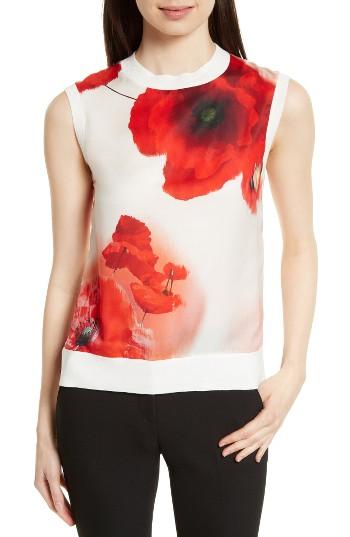 Women's Ted Baker London Maidai Poppy Woven & Knit Top - White