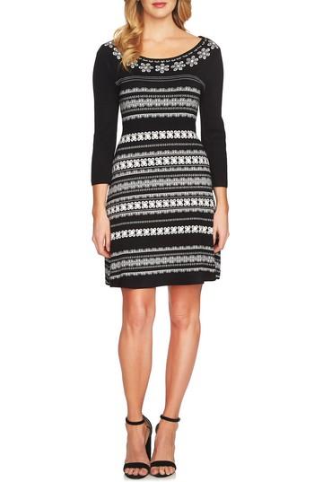 Women's Cece A-line Jacquard Knit Dress - Black