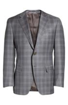 Men's Canali Classic Fit Plaid Wool Sport Coat Us / 60 Eu R - Grey