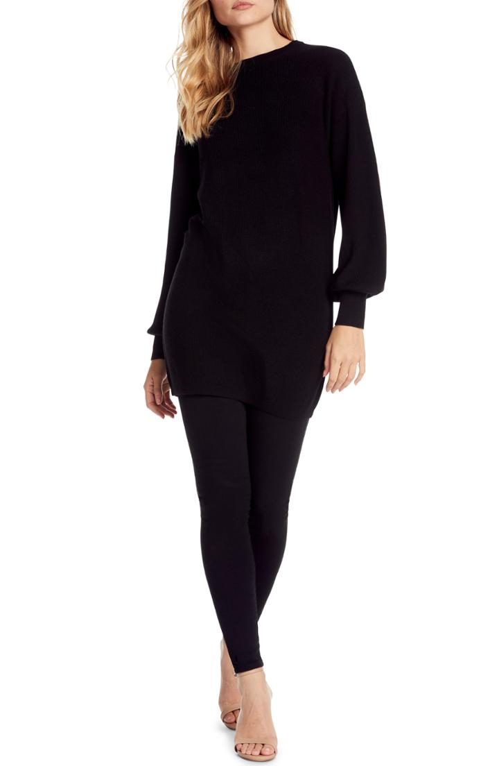 Women's Michael Stars Bishop Sleeve Sweater Dress - Black