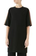 Women's Gucci Side Stripe Cady Tunic Dress Us / 36 It - Black