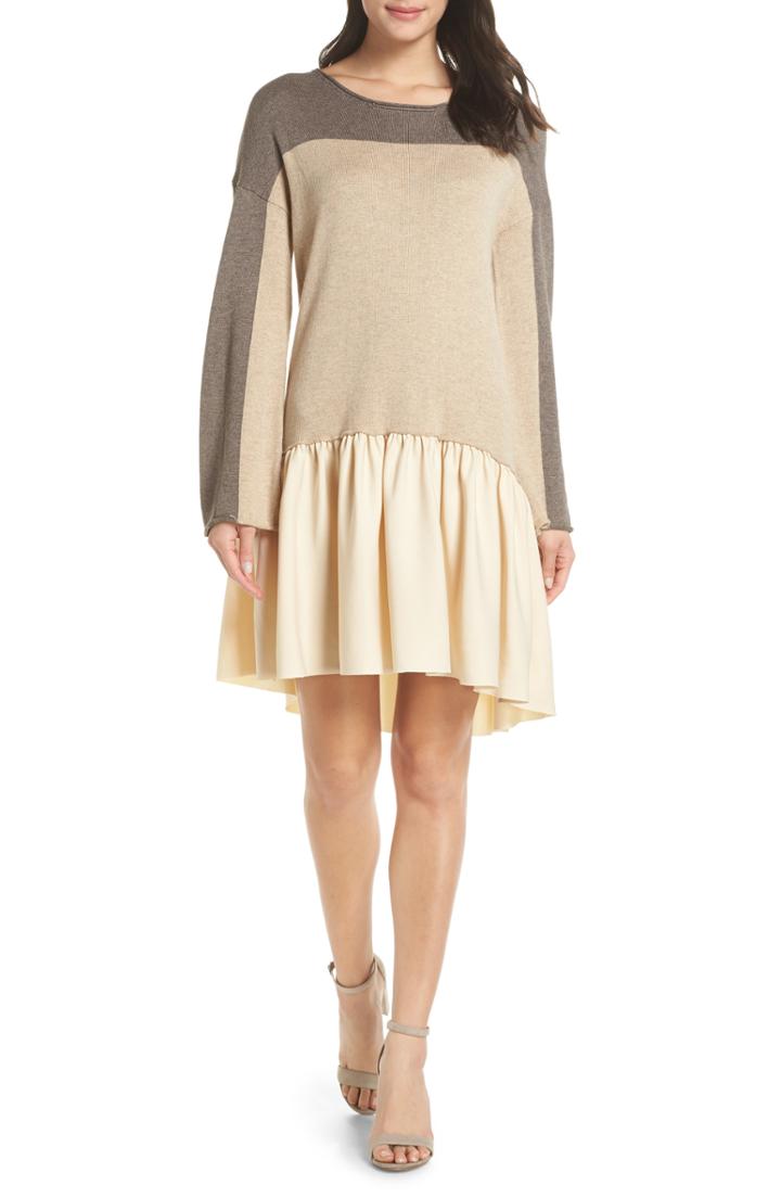 Women's Caara Colorblock Cashmere Dress - Beige