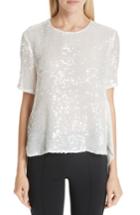 Women's Adam Lippes Open Back Sequin Embroidered Blouse - Ivory