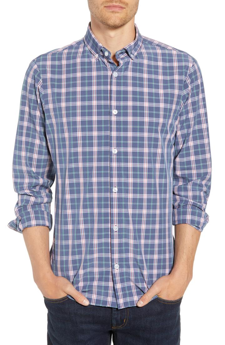 Men's Mizzen+main Hawkins Slim Fit Plaid Performance Sport Shirt