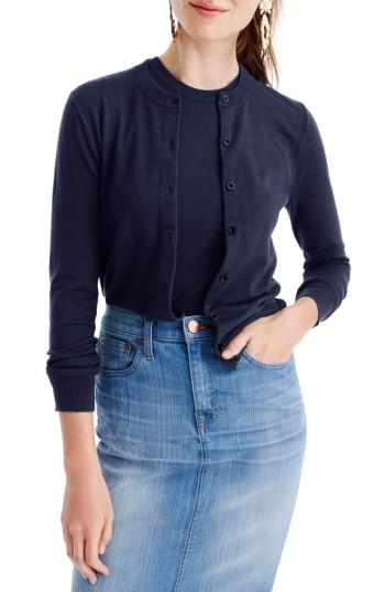 Women's J.crew Jackie Cotton Blend Cardigan, Size - Black