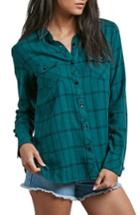 Women's Volcom Street Dreaming Plaid Cotton Shirt - Green