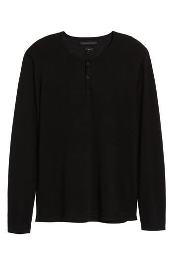 Men's John Varvatos Star Usa Linen Blend Henley, Size - Black
