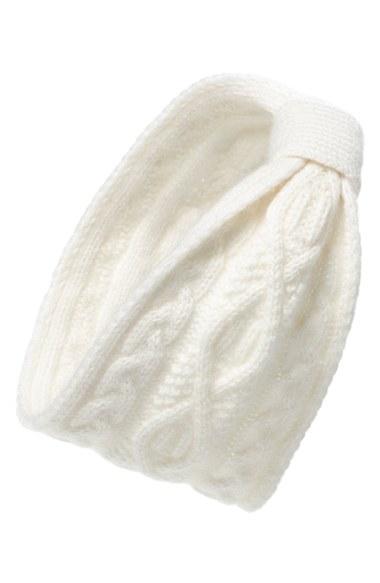 L. Erickson Convertible Cable Knit Cashmere Head Wrap, Size - Ivory