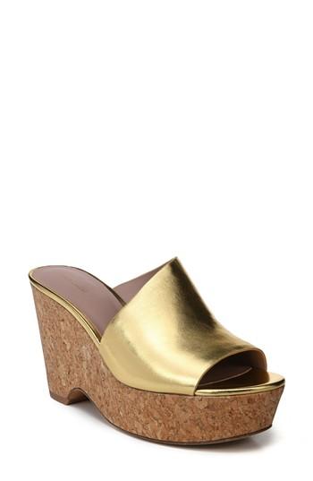 Women's Diane Von Furstenberg Bonnie Wedge Slide Sandal M - Metallic