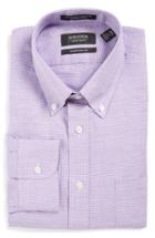 Men's Nordstrom Men's Shop Traditional Fit Houndstooth Linen & Cotton Dress Shirt 32 - Purple