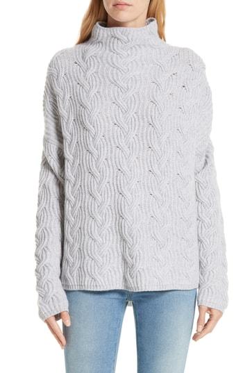 Women's Nordstrom Signature Cable Cashmere Knit Sweater - Grey
