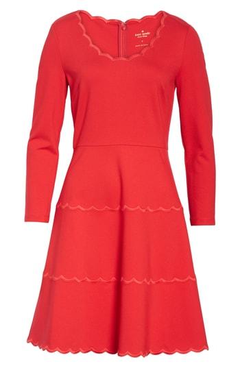 Women's Kate Spade New York Scallop Ponte Fit & Flare Dress - Red