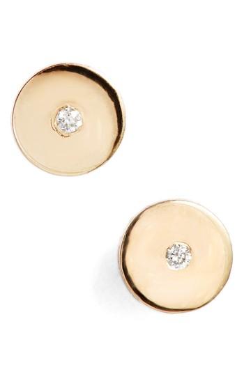Women's Zoe Chicco Round Disc Center Diamond Stud Earrings