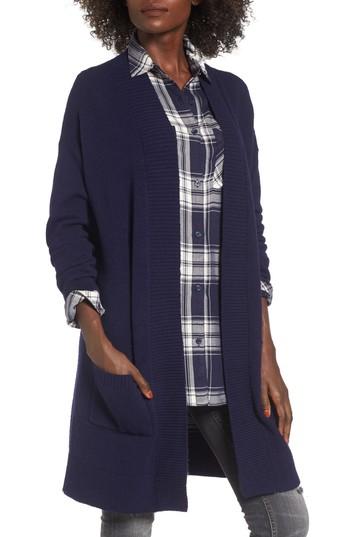 Women's Bp. Rib Trim Long Cardigan - Blue