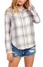 Women's Rvca Boarding Now Plaid Top - Grey