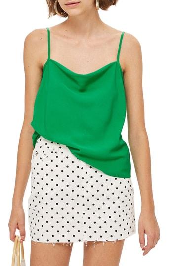 Women's Topshop Cowl Neck Camisole Us (fits Like 6-8) - Green