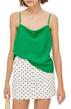 Women's Topshop Cowl Neck Camisole Us (fits Like 6-8) - Green