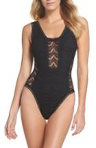 Women's Becca Color Play High Leg One-piece Swimsuit - Black