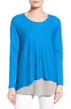 Women's Eileen Fisher Organic Linen Blend Swing Sweater - Blue