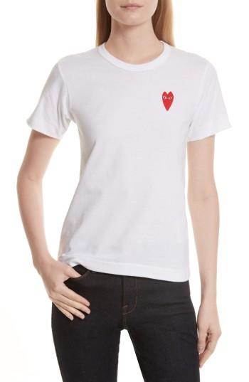 Women's Comme Des Garcons Play Heart Tee - White