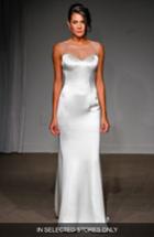 Women's Anna Maier Couture Nicole Illusion Neck Satin A-line Gown, Size - White