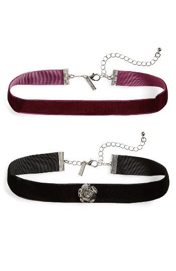 Women's Topshop Set Of 2 Rose & Plain Velvet Chokers