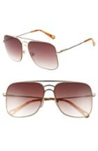 Women's Chloe 58mm Metal Navigator Sunglasses - Gold/ Brown