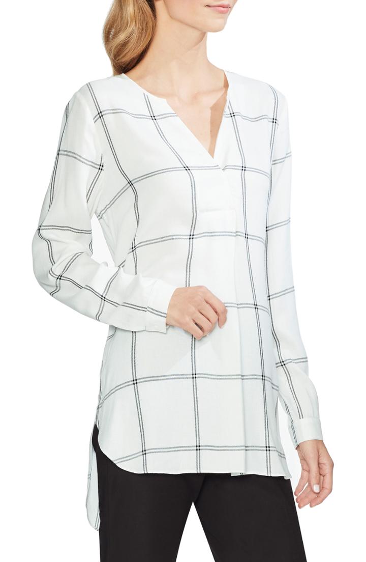 Women's Vince Camuto Windowpane Plaid Tunic, Size - Ivory