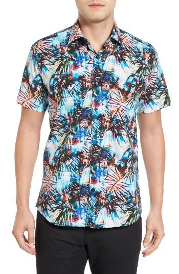Men's Jared Lang Trim Fit Print Sport Shirt - White