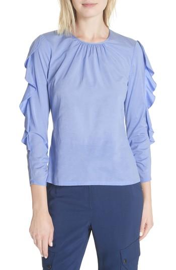 Women's Tracy Reese Frilled Stretch Silk Top - Blue