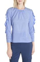 Women's Tracy Reese Frilled Stretch Silk Top - Blue