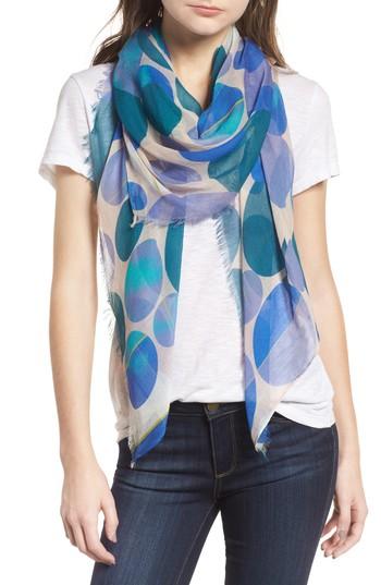 Women's Halogen Dot Print Square Scarf, Size - Blue