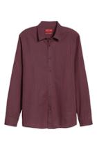 Men's Boss Elisha Extra Slim Fit Microprint Sport Shirt, Size - Red