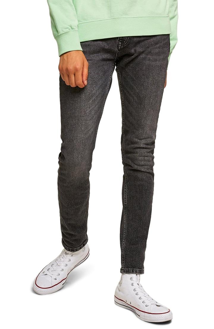 Men's Topman Washed Skinny Fit Jeans S - Black